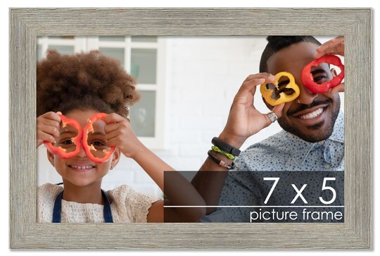 7x5 Wide Barnwood Picture Frame with UV-Resistant Acrylic & Acid Free Backing, Available in 6 Paint Finishes - Grey, Brown, White, and Black